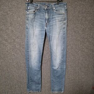 Levis 513 Jeans Men 33x32 Blue Slim Straight Leg Medium Wash Fade Denim Pants